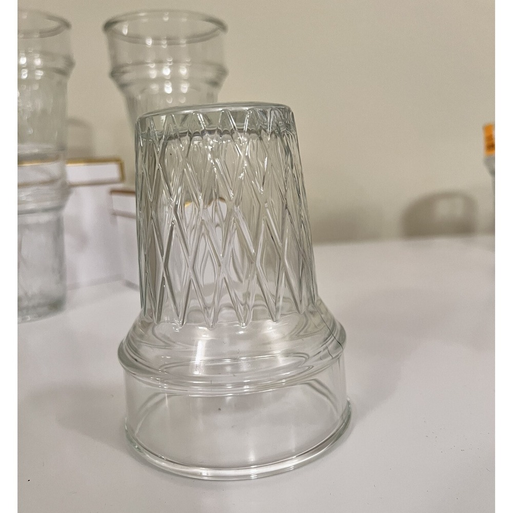 Libbey Vintage Set of (4) Ice Cream Cone Shaped Serving Cup Dishes Clear Glass - Picture 3 of 6